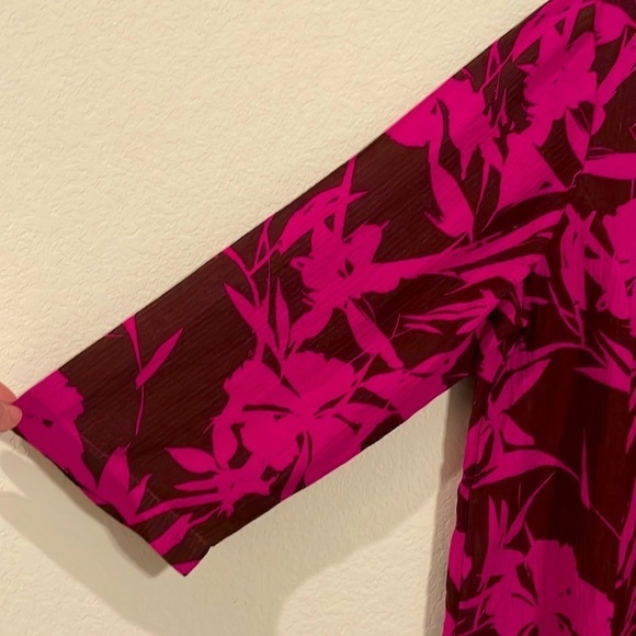 Soft Surroundings Women Tunic Top Large Pink Brown Longline Floral Contemporary - Picture 9 of 17